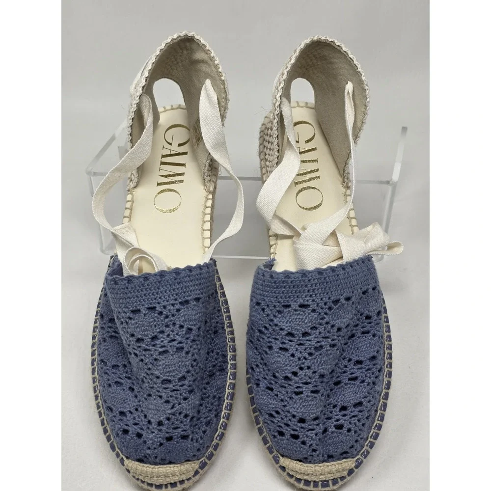 Gaimo Womens Espadrilles Blue Ankle Lace Up Sandals Made In Spain Size 9 New